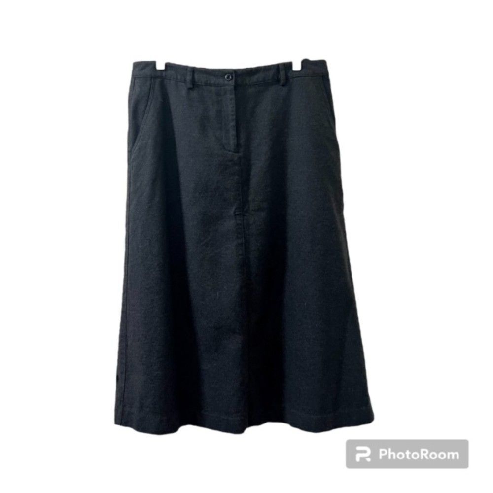 LL Bean Womens Gray Classic Fit Wool Blend Midi A-Line Skirt Size 12 Reg